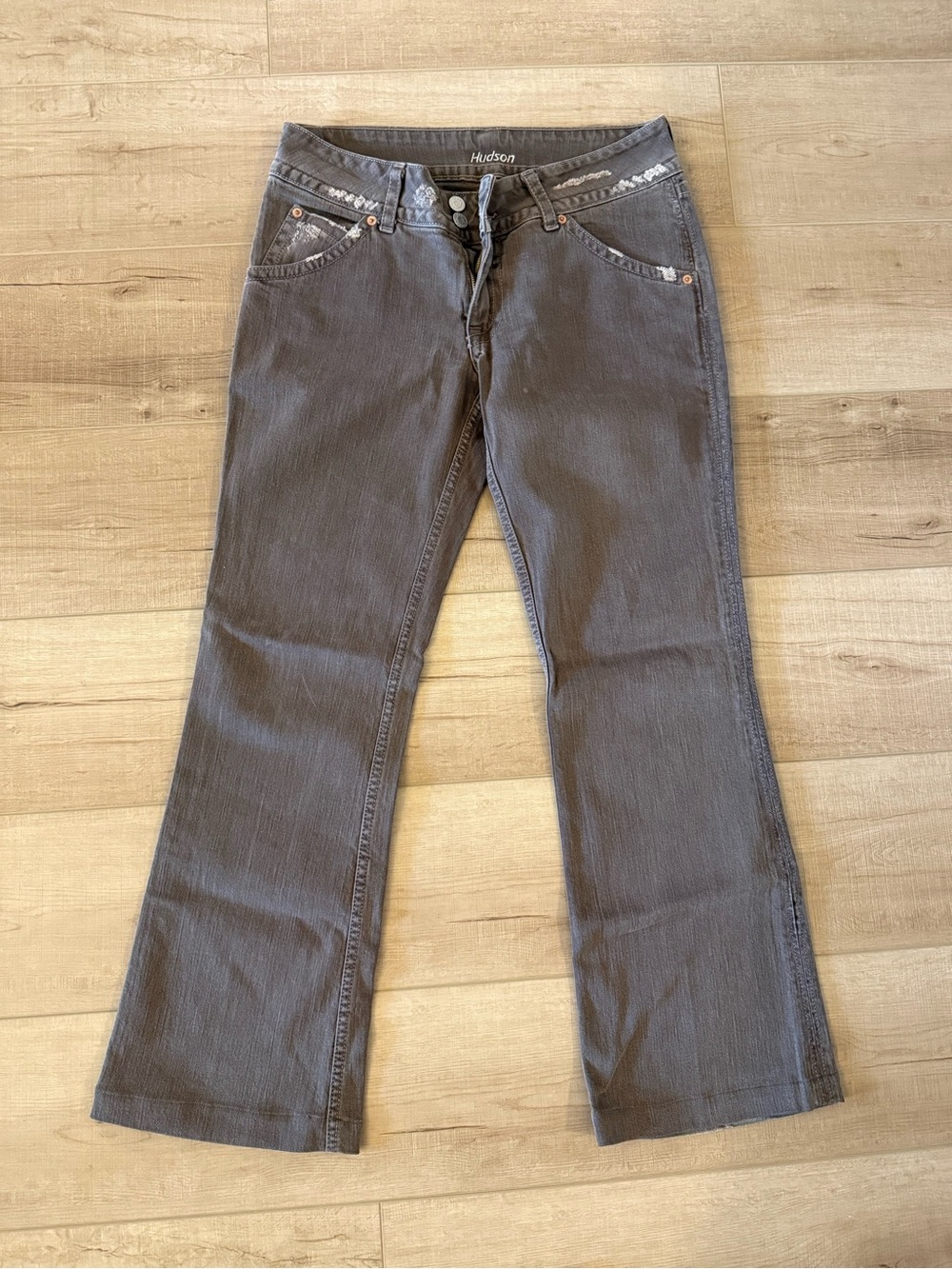 Hudson Jeans Women's light Brown Flare Jeans with Subtle distressed accents